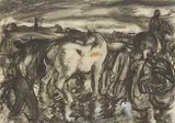 Scène de Labourg by Adrienne Jouclard, Lavis d'encre de Chine et gouache blanche, sold Jul 2024