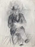 Homme assis lisant by Pierre Tal-Coat, Crayon noir et estompe, sold Jul 2024