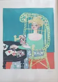 Femme jouant aux cartes by Paul Augustin Aizpiri, Lithographie numérotée, sold Jun 2024