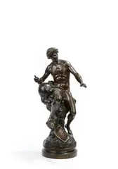 Le Progrès by Émile Louis Picault, Epreuve en bronze à patine brune, sold Apr 2024