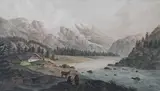 L'Arve et le Mont Blanc 1787 by Albanis Beaumont, Aquarelle, sold Apr 2024