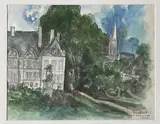 Le château de Réville (Manche) by Hermine David, Aquarelle, sold Mar 2024