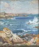 Bord de mer à Saint Briac by Alexandre Nozal, Pastel sur toile, sold Mar 2024