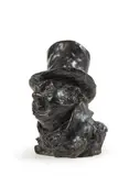 Tête d'homme au chapeau haut-de-forme by Honoré Daumier, Epreuve en bronze à patine noire nuancée Fonte à cire perdue, sold Mar 2024