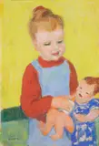 Fillette à la poupée by Charles Kvapil, Pastel, sold Mar 2024