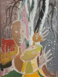 Personnage par temps de neige by Jean Aujame, Gouache, sold Mar 2024