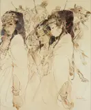 Femmes marocaines by Jean Gaston Mantel, Encre de Chine et rehauts d'aquarelle sur vélin, sold Mar 2024