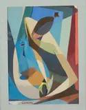 Femme cubiste by Gerald Coarding, Gouache signée en bas à gauche, sold Mar 2024