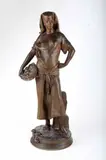 Égyptienne au panier d'oranges by Vincent-Antoine Bastet, Terre cuite moulée à patine bronze, sold Apr 2016
