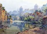 Vue de Semur-en-Auxois by René Leverd, Aquarelle, sold Nov 2015