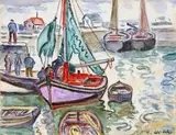 Rentrée au port à Honfleur by Henri de Saint-Delis, Aquarelle sur papier, sold Dec 2014