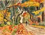 Le sous-bois by Henri de Saint-Delis, Aquarelle sur papier, sold Dec 2014