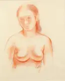 Buste de jeune fille by Antoniucci Voltigera Volti, Sanguine sur papier, sold Dec 2014