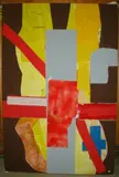 Sans Titre by André Gautronneau, Collage rouge et Jaune, sold Oct 2014