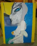 Sans titre by André Gautronneau, Acrylique et collage sur toile, oeuvre inachevée, sold Oct 2014