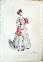 Élégante en pied by Madeleine Lemaire, Lithographie rehaussée, sold Oct 2025