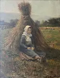 Jeune fille à la botte de paille by François Richard de Montholon, Toile, sold Sep 2025