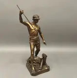 : Dominator by Henry Fugère, Bronze de patine médaille représentant un gaulois terrassant une lionne, sold Jun 2025