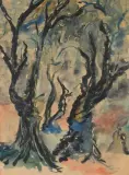 Trois arbres by Charles E. Burchfield, 1911, Aquarelle et gouache signée et datée, sold Jun 2025