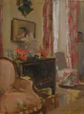 Vue d'intérieur (probablement chez J. E. Blanche) by Berthe Noufflard, 1968, Toile, sold Jun 2025