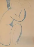 Nu agenouillé by Amedeo Modigliani, Crayon bleu et estompe, sold Jun 2025