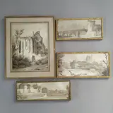 Quatre paysages régionaux, dont Villeneuve-le-roi by Victor Petit, Aquarelle et crayons Une légende, sold May 2025