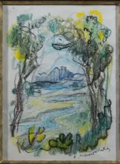 Paysage idyllique by Pierre Combet-Descombes, Pastel, sold Oct 2025