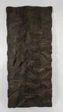 Relief striures noir by Pierre Dedieu, 1989, Panneau bas-relief en bois sculpté et patiné, sold Oct 2025