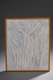 Sans titre by Pierre Dedieu, 1970, Panneau aux arbres Bas-relief en bois sculpté et laqué blanc, sold Oct 2025