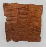 Bas-relief aux lignes et aux creux by Pierre Dedieu, Panneau bas-relief en bois sculpté à la gouge et patiné, composé de trois panneaux assembl, sold Oct 2025