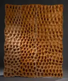 Sans titre by Pierre Dedieu, Panneau aux cratères crantés Bas-relief en bois naturel sculpté, sold Oct 2025