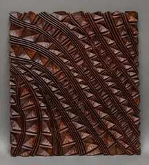 Sans titre by Pierre Dedieu, 1952, Panneau, bandes abstraites Bas-relief en bois sculpté et patiné, sold Oct 2025