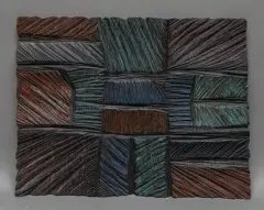 Sans titre by Pierre Dedieu, 1970, Panneau relief polychrome Bas-relief en bois sculpté et partiellement peint, sold Oct 2025