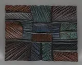 Sans titre by Pierre Dedieu, 1970, Panneau relief polychrome Bas-relief en bois sculpté et partiellement peint, sold Oct 2025