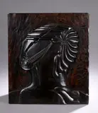 Sans titre by Pierre Dedieu, 1948, Panneau profil Bas-relief en bois sculpté et patiné, sold Oct 2025