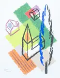 Le village by Jean Carlu, Gouache, sold Oct 2025