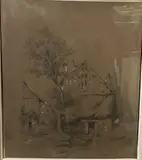 La ferme by Jules Coignet, Crayon et craie blanche, sold Sep 2025