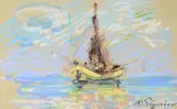 Tartane dans le golf de Saint-Tropez by Auguste Pégurier, Pastel, sold Sep 2025