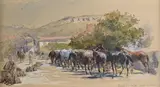 Mulets à la corde by Alexis Mossa, Aquarelle, sold Sep 2025