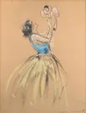 Jeune Femme tenant un pierrot by Louis Icart, Pastel, sold Sep 2025