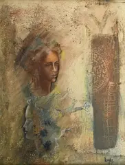Tête de jeune femme de profil, étude préliminaire pour la by Michel Levy, Technique mixte, aquarelle, pastel, mine de plomb et rehauts de craie blanche, sold Sep 2025