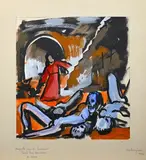 Maquette pour une illustration du Surprenant procès d'un bourreau de Francis Carco by Pierre Ambrogiani, 1947, Gouache et encre, désignée du nom de l'artiste, sold Sep 2025