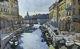 La place aux Huiles, canal de la Douane à Marseille by Jean Guindon, Gouache, sold Sep 2025