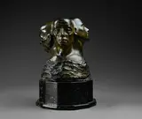 Sans titre [Trois têtes reliées] by Michel Elia, Epreuve en bronze à patine verte nuancée, sold Sep 2025