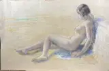Nu féminin by Madeleine Plantey, Pastel sur papier, sold Sep 2025