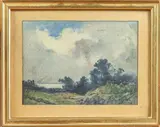 Paysage des bords du Rhône by Louis Ageron, Aquarelle et encre (plume et lavis), sold Sep 2025