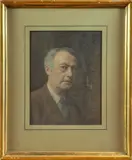 Autoportrait au costume by Léon Garraud, Huile et gouache sur papier, sold Sep 2025