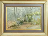 Rochers dans la forêt de Fontainebleu, en hiver by Joseph Clément Maxime Jeannot, Aquarelle, sold Sep 2025