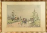Les bohémiens sur la route by Edouard Febvre, Aquarelle gouache et fusain, sold Sep 2025