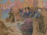 Scène de port by Karpo Tchirakhoff, Pastel sur carton, sold Jun 2023